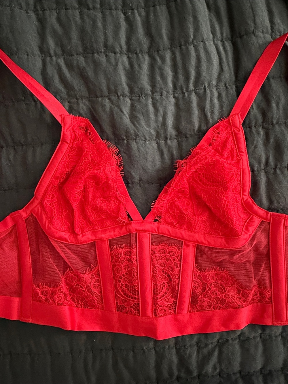 Victoria's Secret Red Lace Longline Bralette